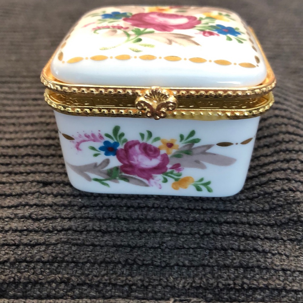 Hand painted miniature porcelain box